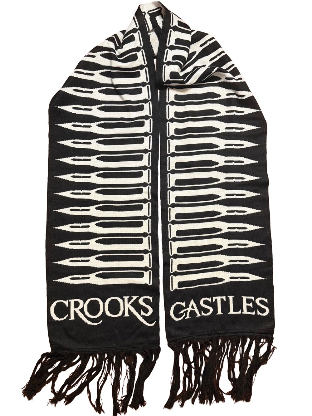 Crooks & Castles Black and White Graphic Knit Scarf